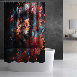 Шторка для душа Красный волк в брызгах краски, цвет: 3D-принт — фото 2