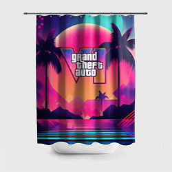Шторка для душа GTA 6 закат солнца, цвет: 3D-принт