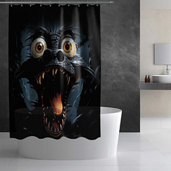 Шторка для душа Удивленный черный дракон, цвет: 3D-принт — фото 2