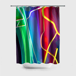 Шторка для душа Абстрактные цветные полосы - композиция, цвет: 3D-принт