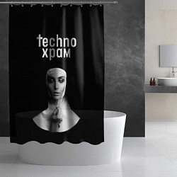 Шторка для душа Techno храм монашка держит четки с крестиком, цвет: 3D-принт — фото 2