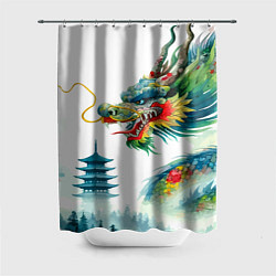 Шторка для душа Japanese watercolor dragon - art, цвет: 3D-принт