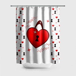 Шторка для душа Сердечный замочек, цвет: 3D-принт