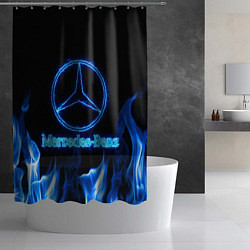Шторка для душа Mercedes-benz blue neon, цвет: 3D-принт — фото 2