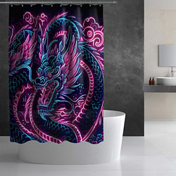 Шторка для душа Neon Japanese dragon - irezumi, цвет: 3D-принт — фото 2