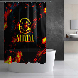 Шторка для душа Nirvana rock огненное лого лава, цвет: 3D-принт — фото 2