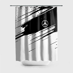 Шторка для душа Mercedes benz краски чернобелая геометрия, цвет: 3D-принт