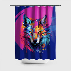 Шторка для душа Волк в стиле поп-арт, цвет: 3D-принт