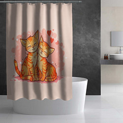 Шторка для душа Влюбленные рыжики котики 14 февраля, цвет: 3D-принт — фото 2