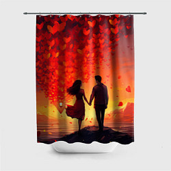 Шторка для душа Влюбленная пара в день святого Валентина, цвет: 3D-принт