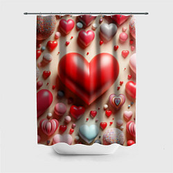Шторка для душа Сердце - шары, цвет: 3D-принт