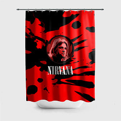 Шторка для душа Nirvana красные краски рок бенд, цвет: 3D-принт