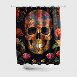 Шторка для душа Bright colors and skull, цвет: 3D-принт