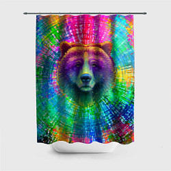 Шторка для душа Цветной медведь, цвет: 3D-принт