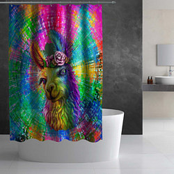 Шторка для душа Цветная лама, цвет: 3D-принт — фото 2