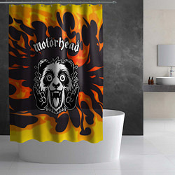 Шторка для душа Motorhead рок панда и огонь, цвет: 3D-принт — фото 2