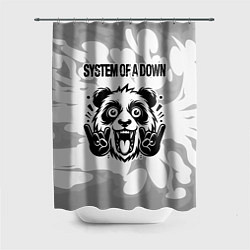 Шторка для душа System of a Down рок панда на светлом фоне, цвет: 3D-принт