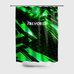Шторка для душа Palworld logo green neon, цвет: 3D-принт