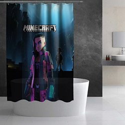 Шторка для душа Minecraft woman cyberpunk, цвет: 3D-принт — фото 2