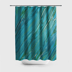 Шторка для душа Жидкая текстура оттенков морской волны, цвет: 3D-принт