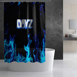 Шторка для душа Dayz синий огонь лого, цвет: 3D-принт — фото 2