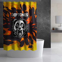 Шторка для душа Deftones рок панда и огонь, цвет: 3D-принт — фото 2