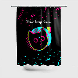 Шторка для душа Three Days Grace - rock star cat, цвет: 3D-принт