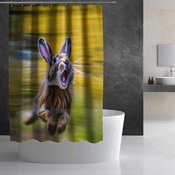 Шторка для душа Крик бегущего зайца, цвет: 3D-принт — фото 2