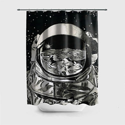 Шторка для ванной Космонавт в черно-белом мире