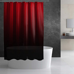 Шторка для душа Красно-чёрный градиент в полоску, цвет: 3D-принт — фото 2