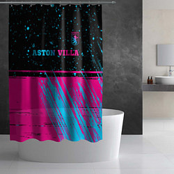 Шторка для душа Aston Villa - neon gradient посередине, цвет: 3D-принт — фото 2