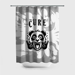 Шторка для душа The Cure рок панда на светлом фоне, цвет: 3D-принт