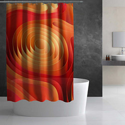 Шторка для душа Оранжевые объемные круги, цвет: 3D-принт — фото 2