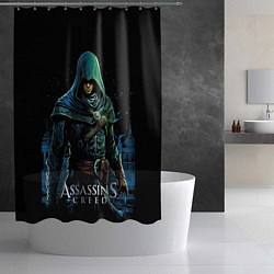 Шторка для душа Assassins creed персонаж нарисован на черном, цвет: 3D-принт — фото 2