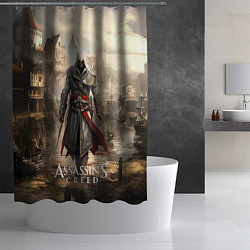 Шторка для душа Assassins creed старый город, цвет: 3D-принт — фото 2