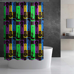 Шторка для душа Красочные гитары, цвет: 3D-принт — фото 2