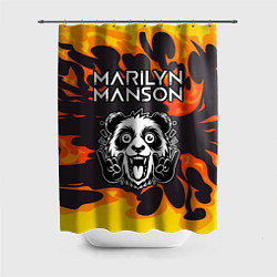 Шторка для душа Marilyn Manson рок панда и огонь, цвет: 3D-принт