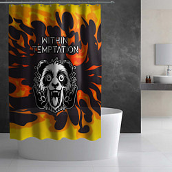 Шторка для душа Within Temptation рок панда и огонь, цвет: 3D-принт — фото 2