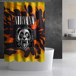 Шторка для душа Nirvana рок панда и огонь, цвет: 3D-принт — фото 2