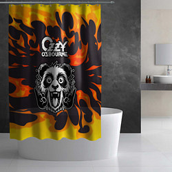 Шторка для душа Ozzy Osbourne рок панда и огонь, цвет: 3D-принт — фото 2