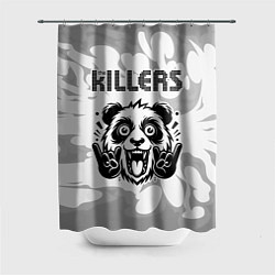 Шторка для душа The Killers рок панда на светлом фоне, цвет: 3D-принт
