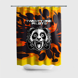 Шторка для душа Twenty One Pilots рок панда и огонь, цвет: 3D-принт