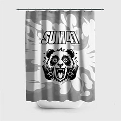 Шторка для душа Sum41 рок панда на светлом фоне, цвет: 3D-принт