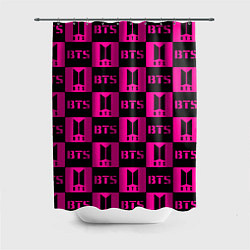 Шторка для душа BTS pattern pink logo, цвет: 3D-принт