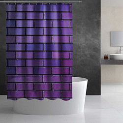 Шторка для душа Кирпичная стена фиолетовый паттерн, цвет: 3D-принт — фото 2