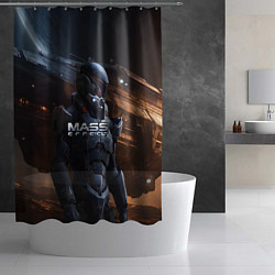 Шторка для душа Mass Effect game space, цвет: 3D-принт — фото 2