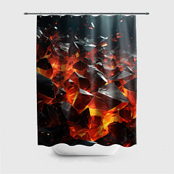 Шторка для душа Взрыв камней в красном неоне, цвет: 3D-принт