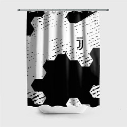 Шторка для душа Juventus hexagon black sport, цвет: 3D-принт