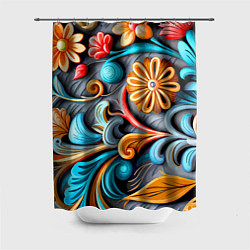 Шторка для душа Растительный узор - нейросеть, цвет: 3D-принт
