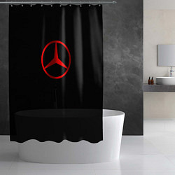 Шторка для душа Mercedes logo red, цвет: 3D-принт — фото 2